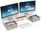 CAIYUN Wooden Monitor Stand With 2 Drawers, Riser With Smartphone Holder, 100cm Long Computer Desk for Printer (White)