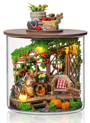 Foyucool DIY Miniatur Haus Bausatz für Erwachsene, Erntezeit | Mit LED-Beleuchtung & Miniatur-Möbeln, Gemütliches Deko-Bastelset, Einzigartiges Geschenk zu Weihnachten & Geburtstagen