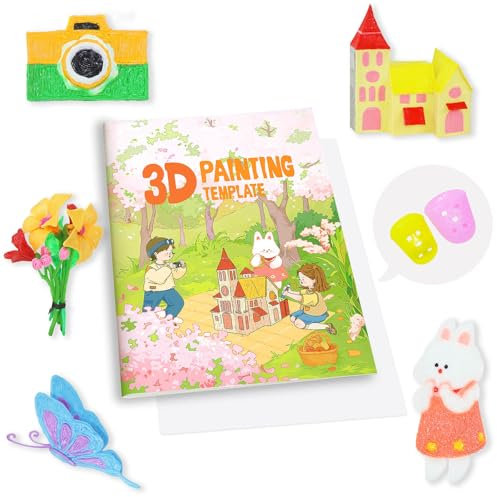 Zeichenbuch zum 3D-Stiftdruck, wiederverwendbare bunte dicke Papiervorlage mit temperaturbeständiger transparenter Tafel, 40 Originalmuster zum Malen von Graffiti-Kopierbuch für Kinder, DIY-Geschenk