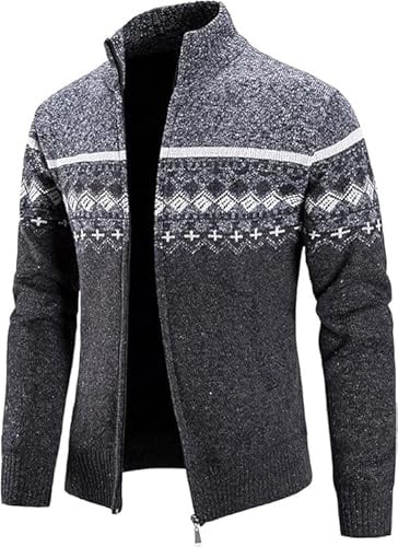 MATINEE - S-6XL - Mens Fleece Thermal Fleece Lined Sweater Cardigans-Plus Sizes