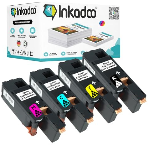 Inkadoo Toner für Epson C13S050613 / 0613 Kompatibel Aculaser C 1700 Aculaser C 1700 Series Aculaser CX 17 NF Aculaser CX 1 Tonerkartusche, Tonerpatronen, Drucker Toner