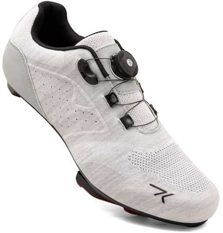 Feyenold Herren Fahrradschuhe Damen Radsport Schuhe Kompatibel mit Peloton & Kompatible Installation Look SPD SPD-SL Delta Lock Pedal Reitschuhe Grau 41 EU