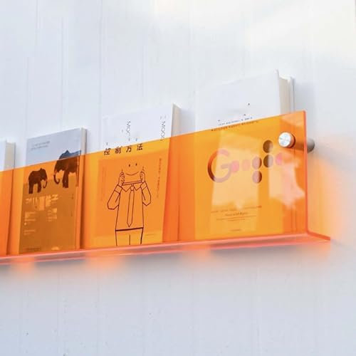 Zeitungsständer An Der Wand Befestigter Acrylzeitungsständer, Moderner, Durchsichtiger Prospektständer/Plattenspeicherhalter, Plastikbuchorganisator, für Das Büro zu Hause (Color : Orange, Size : 6
