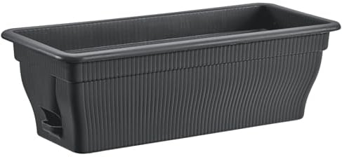 BURI Blumenkasten Balkonkasten mit Wasserspeicher 100/80/55 cm - Blumentopf wetterfest Pflanzkasten mit Einsatz aus UV-beständigem Kunststoff terrakotta, Dunkelbraun (Anthrazit, 55cm)