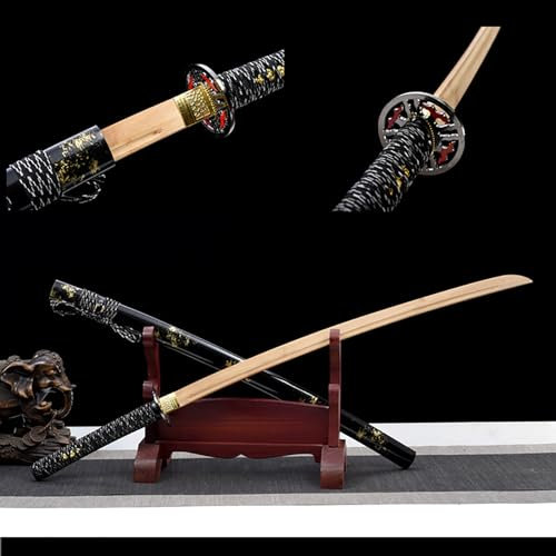105 cm langes Holzschwert mit Scheide,natürliches Bambus-Samurai-Schwert,handgefertigtes Bokken,für Cosplay,Requisiten,Iaido,Anime,Training,Weihnachts- und Geburtstagsgeschenke für Männer und Frauen