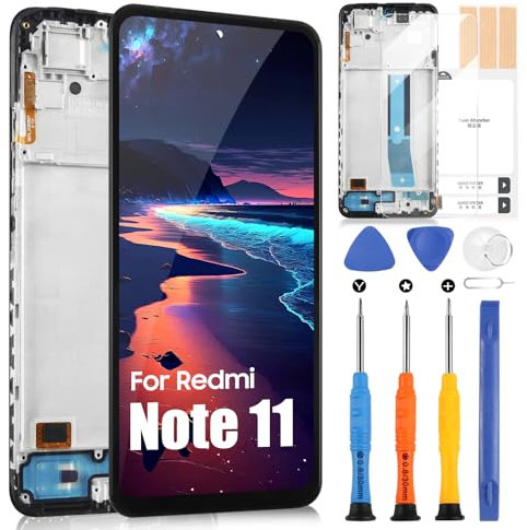LCD Pantalla para Xiaomi Redmi Note 11 Display para Redmi Note 11 2201117TG, 2201117TI, 2201117TY, 2201117TL LCD Display Touch Screen Assembly con Kit Reparación (6,43, No para Versión 5G)
