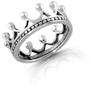 Cassini Kronenring aus 925er Sterling Silber, oxidierter Ring für Damen 3RAJ