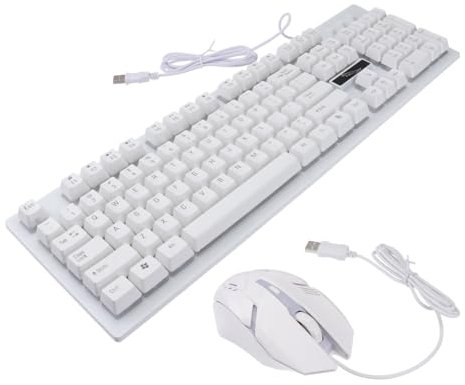 Uonlytech 1juego Teclado y Ratón Mecánico USB Luminoso Set Ergonómico para Gaming Diseño Creativo y Elegante para Oficina y Hogar