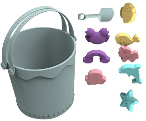 ycezw Jeu de Jouets de Plage, Jouets de Plage pour, Jouets de Plage en Silicone - Set de Plage adapté aux Voyages, Jouets de Sable en Silicone avec Sac en Filet