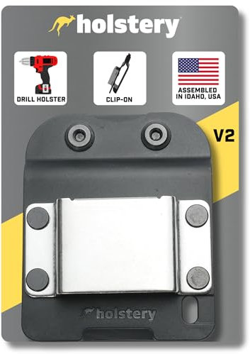 Holstery DriverMaster V2 | Clip-On Tool Belt Drill Holder - Simple Hook Holster for Cordless Drill, Impact, Nailer, Tape Measure, or Any Tools with Hanger Clips