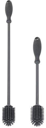 Silikon Spül- und Flaschenbürsten-Set Mod. Sia, Reinigungsbürsten aus langlebigem Silikon, ideal zum Spülen, Grau