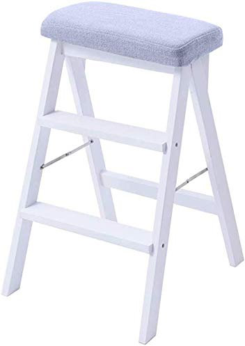 Marchepied pliant en bois avec assise éponge bleue pour la maison et le jardin