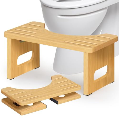 Toilettenhocker Holz, Klappbarer WC Hocker für Erwachsene, Toilettenhocker Erwachsene,Tritthocker Klohocker(Holz)