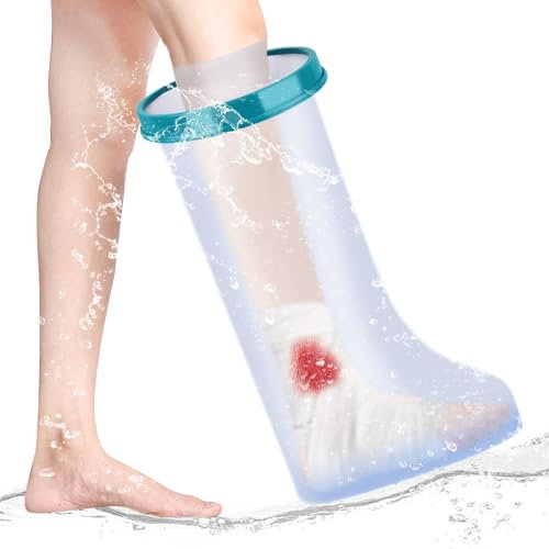 Neerow Duschschutz Fuß, Wasserdicht Duschschutz Bein, Gipsschutz Wasserdicht Bein für Dusche Erwachsener, Wiederverwendbar Verbandschutz für Gebrochenes Bein, Unterschenkel (Kurzer Beinprotektor XL)