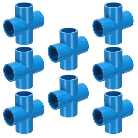 QUARKZMAN 8pz Raccordo in PVC 1 a 4 Vie per Costruzione Mobili Accoppiamento Tubo Gomito per Tubi di Scarico Idraulico Forniture d'Acqua Costruzione Giardino, Blu