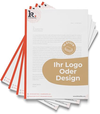 Cimpress A4 Markenpapier mit Logo, Individuell gestaltbares Briefpapier 210x297mm,Professionelle Korrespondenz im Büro, 10 Stück