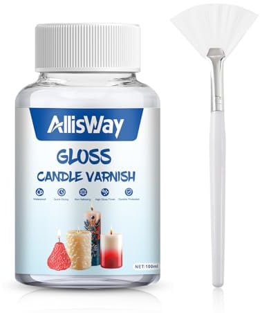 AllisWay Vernice Trasparente Lucida Vernice Finale Lucida Lacca per Candele Vernice per Candele Vernice Lucida Trasparente con Pennello High Gloss, Impermeabile, Fissaggio Del Colore, 100 ml