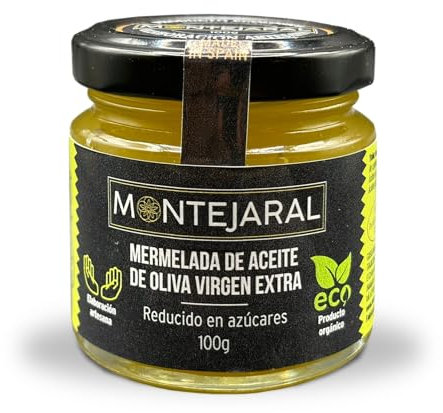 Montejaral - Mermelada de Aceite de Oliva Virgen Extra Ecológica (100g) | Producto Gourmet Orgánico y Artesanal | Acompañamiento para Quesos, Ahumados y Aperitivos | Sin Gluten y Vegano