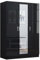 Nera 3 Door Wardrobe with Mirror Shelves and Hanging Rail Tall Wardrobes for Bedrooms Storage (Gloss Black (Matt Black))