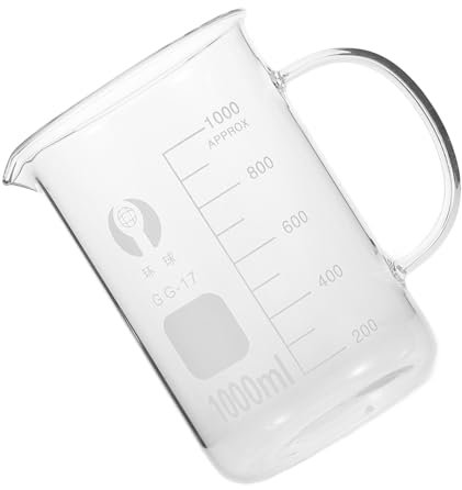 TOPPERFUN Vaso Medidor De Vidrio Asa Vaso Para Ciencias y Química Taza Medidora Transparente