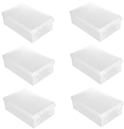 VILLFUL 6Pcs Transparent Shoe Storage Box Plastic Container with Front Opening for Home Organization and Tidy Spaces