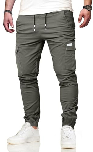 VMSUCIJ Pantaloni Cargo Uomo Casual Cotone Pantaloni da Lavoro Uomo con Elastico in Vita con Tasche Pantaloni da Sci e da Trekking,Grigio 04,XXL