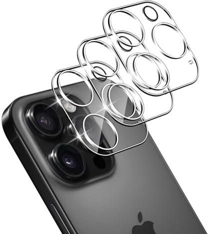 QULLOO Camera Lens Protector for IPhone 16 Pro/Pro Max, 3 Pack 9H Military Grade Shatterproof DurableTempered Glass, Anti-Scratch High Definition Camera Screen Protector, Case Friendly - Transparent