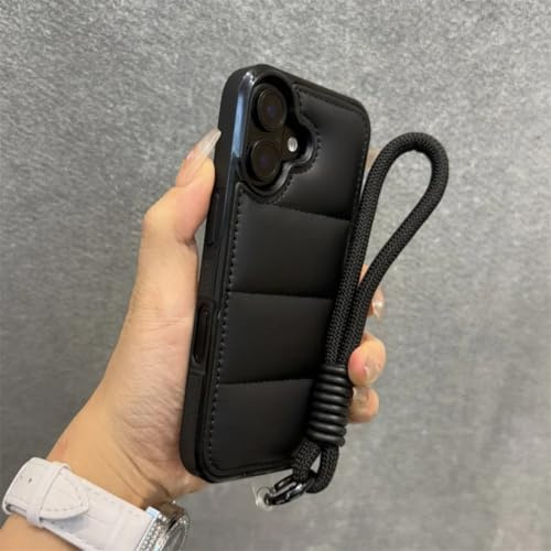 PPFVVTV Luxuriöse Handgelenk-Handyhülle für iPhone 16 15 14 13 Pro Max Plus 12 11 17 Pro Max Air 17promax Lanyard-Hülle (für iPhone 13/Schwarz GS)