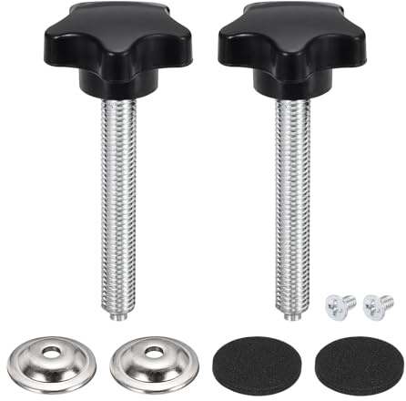 sourcing map 2Pcs Star Knobs, M10 x 70mm Plastic Knurled Thumb Screw Knobs 40mm Width Handle Replacement with Washer & Screw for Lawn Mower Umbrella Base Clamps Replacement Machinery