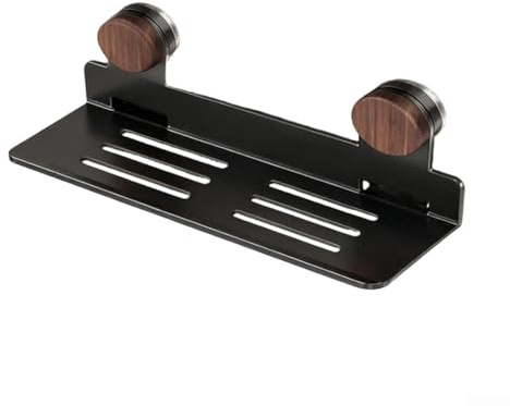 Saugnapf-Regal, Nussbaum, ohne Bohren, Badezimmer, Küche, Lagerregal, breite Rillen-Drainage, Wandmontage zur Aufbewahrung (40 cm)
