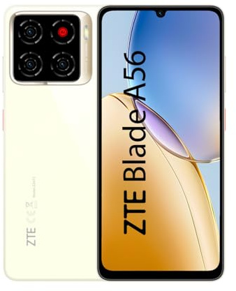 ZTE Smartphone Blade A56 – Android 15, 4 Go RAM + 128 Go, Écran 6,75″ HD+ 90 Hz, Batterie 5000 mAh, Caméra 13 MP, Dual SIM – Floating Gold