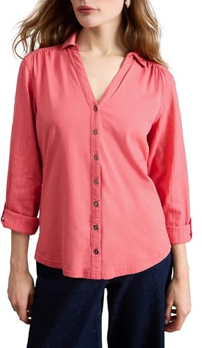 White Stuff Damen Langarm-Jerseyhemd Annie – Lässiges Oberteil mit Knopfleiste