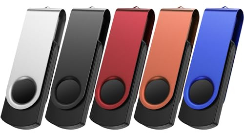 USB 2.0 Memory Stick 5pcs Multicolor Flash Drive 64GB USB Stick Dustproof Mini Storage Stick Key Ring Rotating Pen Drive Can Be Customized as A Gift for Business Events or Promotions