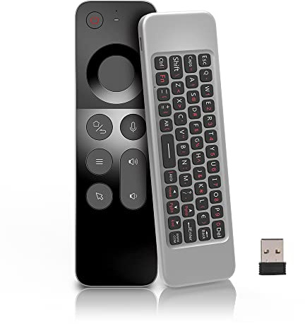 Telecomando Air Mouse Vocale Wireless 2.4G con Mini Tastiera, Telecomando a Giroscopio per Android TV Box, Windows, Mac OS, Linux PC e Smart TV