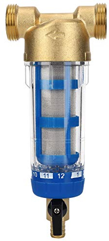 SPYMINNPOO Filtre à Eau à Sédiments, Pré-filtre Efficace pour Toute la Maison, adapté au Purificateur D'eau, à la saleté de Sable rouillé, G1 MNPT + G3/4 FNPT, 8,8 X 5,5 X 21 Cm