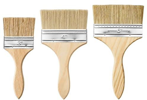 3Pcs Masonry Paint Brushes, DIY Paint Brush, 3 Inch, 4 Inch & 5 Inch, Stain Brush Set for Fence,Masonry Brush,Paint Outdoor Brush,Oil Brush, for Walls, Fences, Furniture Staining & Wood Stain