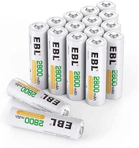 EBL 2800mAh AA Pilas Recargables Ni-MH de 1,2V para los Equipos Domésticos con Estuches de Almacenamiento (16 Piezas)