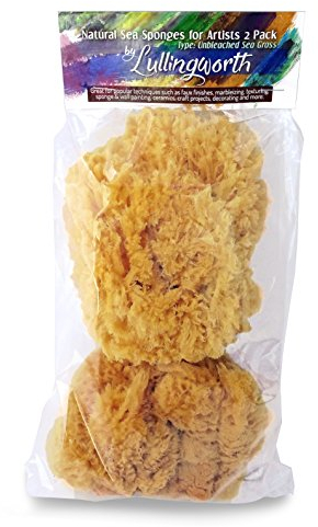 Esponjas de mar natural para artistas, sin blanquear 12,7 cm a 14 cm, paquete de 2 piezas: ideal para pintura, decoración, textura, esponjas, efectos de marmol, acabados de imitación, manualidades