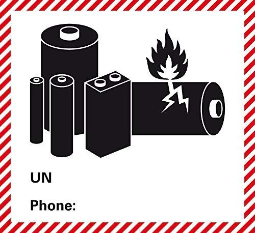 Gefahrgutetiketten - Transportaufkleber - Klasse UN 3480/3481 / 3090/3091 etc. - Lithium-Ionen-Batterien - ohne Telefonnummer ohne UN Nr. - zum selbstbedrucken/aufkleben - 120 x 11 mm (10 Stück)