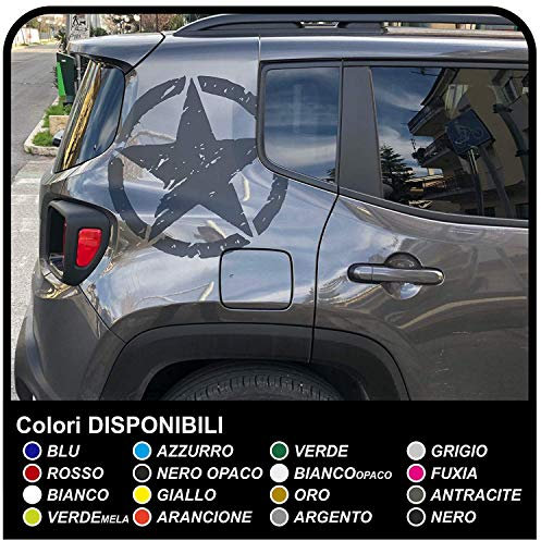 Adesivi per Montante Posteriore Stella Militare US Army Effetto Consumato Versione Stella Grande (Nero)