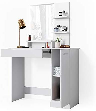 Vicco Schminktisch Julia, Frisiertisch mit Spiegel, Weiß, 90 cm