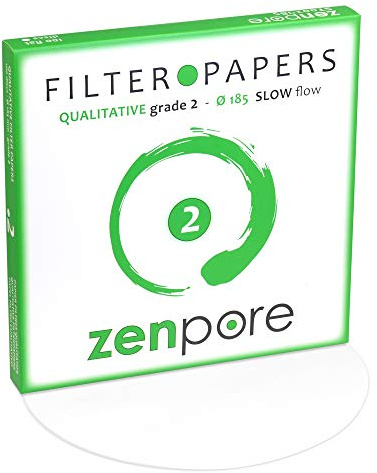 zenpore Carta da filtro da laboratorio da 18,5 cm, qualitativa standard di grado 2 - Flusso lento 185 mm (100 dischi)