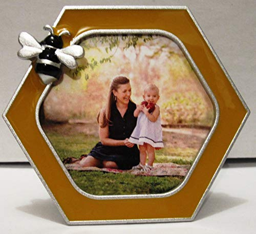 EXP Bilderrahmen Flying Bee auf Wabenwaben, 2,5 x 2,5 cm, Gelb/silberfarben