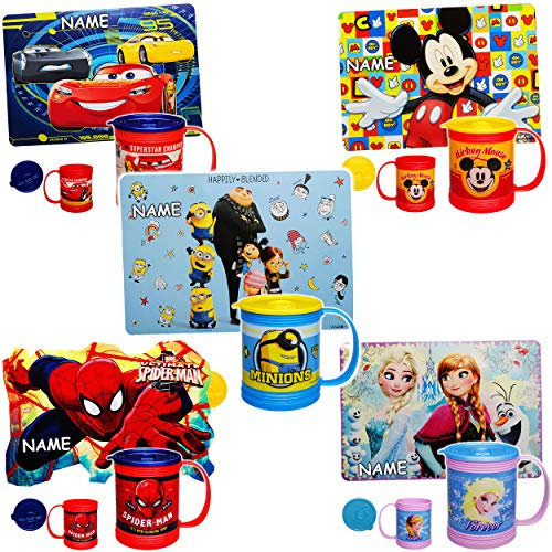 alles-meine.de GmbH 2 TLG. Set: Trinkbecher/Henkeltasse + Unterlage - Mädchen Motiv - inkl. Name - Tasse - 430 ml - mit Deckel - wasserdicht & auslaufsicher - BPA frei - Platzd..