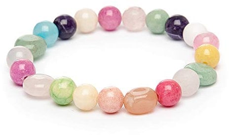 Zebredellas Unique Rose Quartz Aventurine Amethyst Carnelian Moonstone Quartz Jade Gemstones Beaded Stretch Bracelet