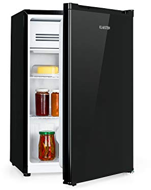KLARSTEIN Delaware - Réfrigérateur, 76 litres, Classe d'efficacité énergétique E, 2 étagères en verre flexible, compartiment congélateur/congélateur : 4 litres, compartiment bouteilles, Noir