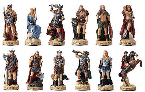 Veronese Design Skulptur Nordische Götter, Wikinger, Polyresin, handbemalt, 8,9 cm