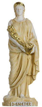 Demeter Statue Göttin der Ernte und Landwirtschaft, Alabaster, goldfarben, 17 cm