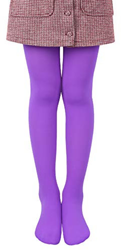 L&K-II Mädchen Ballett Strumpfhose Tanzstrumpfhose mit Fuß 80 DEN Blickdicht Mikrofaser Farbig 27251 Lila 98/104
