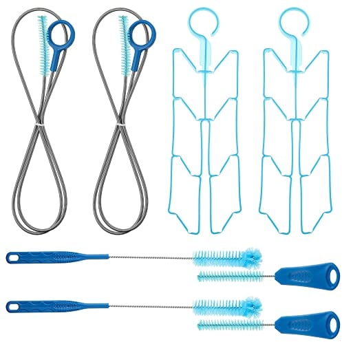 2 Packungen Flüssigkeitszufuhr Blasen Reinigung Kit, 8 in 1 Wasser Blasen Reinigungsbürsten Kit Enthält Flexibel Lange Blasen Bürste für Schlauch, Klein Bissventilbürste, Große Bürste